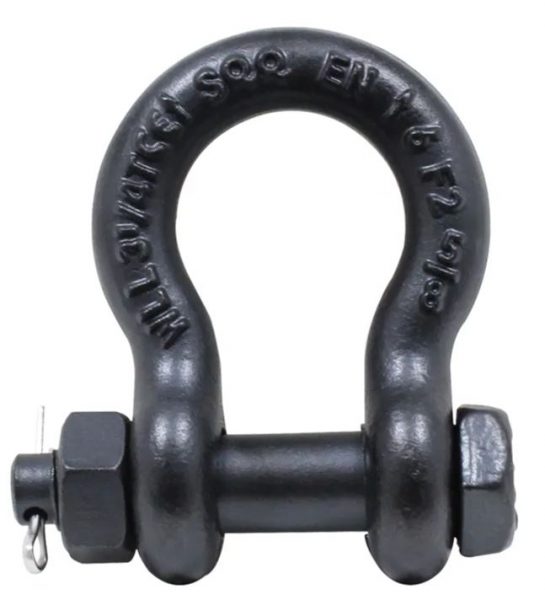 RIGG059 325 Ton Black Shackle With Safety Pin Front View