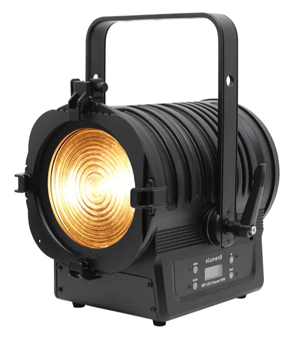 ELUM107 Elumen8 MP 120 LED Fresnel WW Warm White 120 Watt Stage Light Front View No Barndoors